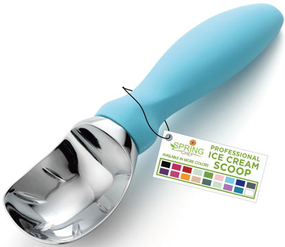 Picture of Spring Chef Ice Cream Scoop with Soft Grip Handle, Professional Heavy Duty Sturdy Scooper, Premium Kitchen Tool for Cookie Dough, Gelato, Sorbet, Aqua Sky