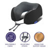 Picture of napfun Neck Pillow for Traveling, Upgraded Travel Neck Pillow for Airplane 100% Pure Memory Foam Travel Pillow for Flight Headrest Sleep, Portable Plane Accessories, Striped Black