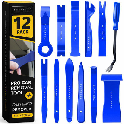 Picture of Tresalto Auto Trim Removal Tool Set - 12pcs (No Scratch Plastic Pry Tool Kit) - Auto Trim Car Tools, Easy Door Panel Removal Tool, Fastener Removal, Clip, Molding, Dashboards, Interior Trim Tools