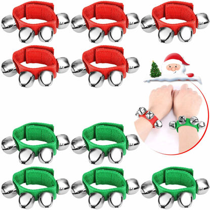 Picture of Augshy 10PCS Christmas Wrist Band Jingle Bells, Musical Instruments for Christmas Party Favors (Red and Green)