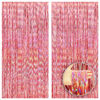 Picture of KatchOn, Holographic Rose Gold Fringe Curtain - Large, 6.4x8 Feet, Pack of 2 | Holographic Rose Gold Backdrop for Bachelorette Party Decorations | Rose Gold Streamers for Girls Night Decorations