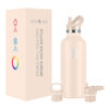 Picture of IRON °FLASK Camping & Hiking Hydration Canteens - 3 Lids (Narrow Straw Lid) Leak Proof Vacuum Insulated Stainless Steel - Hot & Cold Double Walled Sports Water Bottle - Sand, 32 Oz