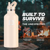 Picture of IRON °FLASK Camping & Hiking Hydration Canteens - 3 Lids (Narrow Straw Lid) Leak Proof Vacuum Insulated Stainless Steel - Hot & Cold Double Walled Sports Water Bottle - Sand, 32 Oz