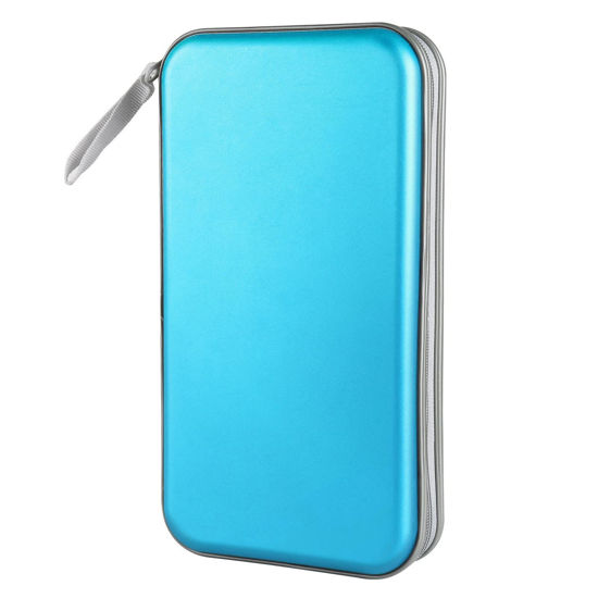 Picture of CD Case, Siveit DVD Case Holder 96 Capacity Hard Plastic CD DVD Disc Cases Storage Binder Wallet for Car Home Office Travel (Sky Blue)