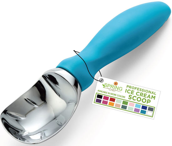Picture of Spring Chef Ice Cream Scoop with Comfortable Handle, Professional Heavy Duty Sturdy Scooper, Premium Kitchen Tool for Cookie Dough, Gelato, Sorbet, Teal