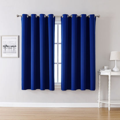 Picture of ChrisDowa Grommet Blackout Curtains for Bedroom and Living Room - 2 Panels Set Thermal Insulated Room Darkening Curtains (Royal Blue, 52W x 54L)