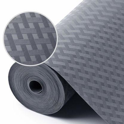 Picture of StaHom Shelf Liners for Kitchen Cabinets Refrigerator Liners Waterproof Kitchen Cupboard Liner Durable Plastic Drawer Mats EVA Material Non Adhesive Fridge Liner for Shelves - Gray 17.5 x 78.7 Inches