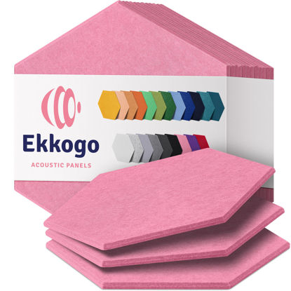 Picture of Ekkogo Acoustic Panels 12-Pack Soundproof Wall Panels 14''X13''X0.4'' Sound Panels High Density Sound Dampening Panels - [Chic Pink Hexagon]