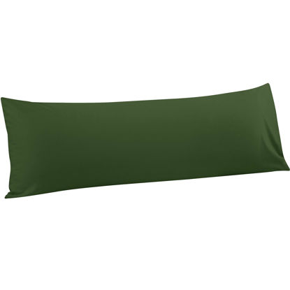 Picture of FLXXIE Body Pillow Cover - Super Soft Microfiber 20x54 Body Pillow Case - Envelope Closure, Wrinkle, Stain Resistant Olive Green Body Pillow Cover, 20x54, Olive Green