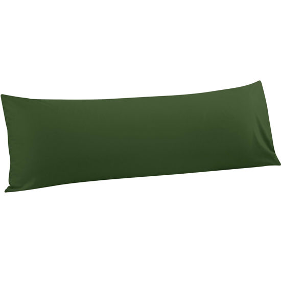 Picture of FLXXIE Body Pillow Cover - Super Soft Microfiber 20x54 Body Pillow Case - Envelope Closure, Wrinkle, Stain Resistant Olive Green Body Pillow Cover, 20x54, Olive Green