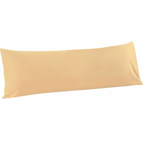Picture of FLXXIE Body Pillow Cover - Super Soft Microfiber 20x54 Body Pillow Case - Envelope Closure, Wrinkle, Stain Resistant Light Taupe Body Pillow Cover, 20x54, Light Taupe