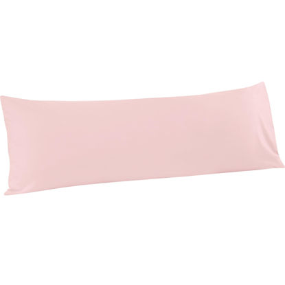 Picture of FLXXIE Body Pillow Cover - Super Soft Microfiber 20x54 Body Pillow Case - Envelope Closure, Wrinkle, Stain Resistant Blush Pink Body Pillow Cover, 20x54, Blush Pink