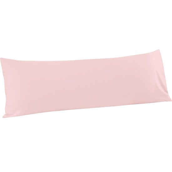 Picture of FLXXIE Body Pillow Cover - Super Soft Microfiber 20x54 Body Pillow Case - Envelope Closure, Wrinkle, Stain Resistant Blush Pink Body Pillow Cover, 20x54, Blush Pink