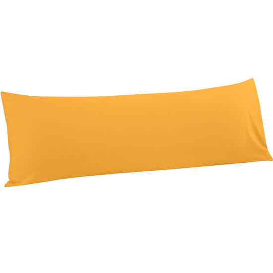 Picture of FLXXIE Body Pillow Cover - Super Soft Microfiber 20x54 Body Pillow Case - Envelope Closure, Wrinkle, Stain Resistant Ginger Yellow Body Pillow Cover, 20x54, Ginger Yellow