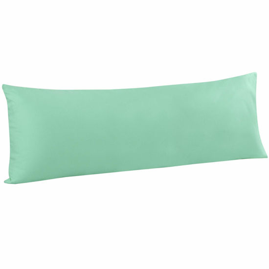 Picture of FLXXIE Body Pillow Cover - Super Soft Microfiber 20x54 Body Pillow Case - Envelope Closure, Wrinkle, Stain Resistant Sea Green Body Pillow Cover, 20x54, Sea Green