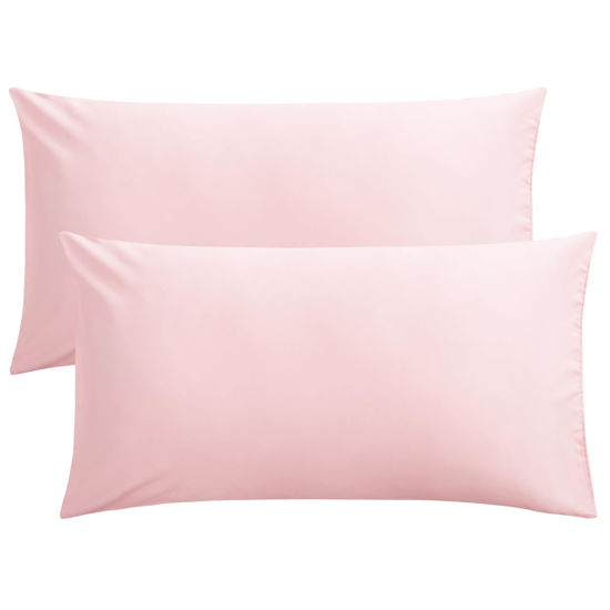 Picture of FLXXIE 2 Pack Microfiber King Pillow Cases, 1800 Super Soft Pillowcases with Envelope Closure, Wrinkle, Fade and Stain Resistant Pillow Covers, 20x36, Blush Pink