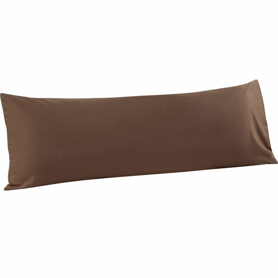 Picture of FLXXIE Body Pillow Cover - Super Soft Microfiber 20x54 Body Pillow Case - Envelope Closure, Wrinkle, Stain Resistant Brown Body Pillow Cover, 20x54, Brown