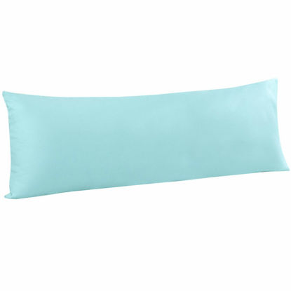 Picture of FLXXIE Body Pillow Cover - Super Soft Microfiber 20x54 Body Pillow Case - Envelope Closure, Wrinkle, Stain Resistant Aqua Body Pillow Cover, 20x54, Aqua