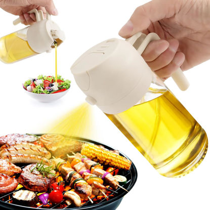 Picture of mqnxoi 2 in 1 Glass Oil Sprayer & Dispenser, 470ml Glass Olive Oil Sprayer,Cooking Oil Sprayer,Salad,16oz Oil Sprayer for Oil Bottle - Kitchen Gadgets