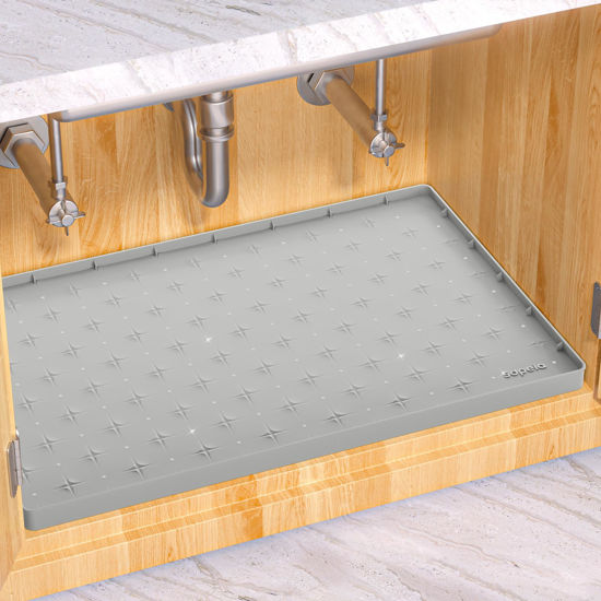 Picture of Sdpeia Under Sink Organizer Waterproof Under Sink Mat for Kitchen and Bathroom - Protects Cabinets from Leaks 19 x 19 inches Kitchen Cabinet Liner Shelf Liner(Rock Grey)