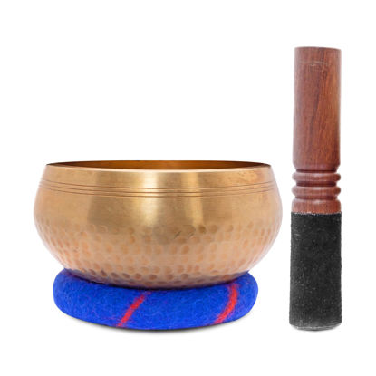 Picture of Ohm Store 5" Tibetan Singing Bowl Set - Meditation Sound Bowl Handcrafted in Nepal for Yoga, Chakra Healing, Mindfulness, and Stress Relief
