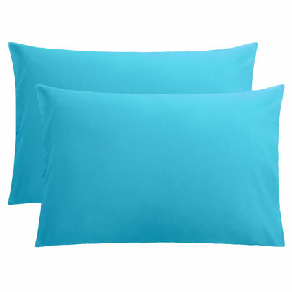 Picture of FLXXIE Microfiber Pillow Cases Queen Size Set of 2, Soft Pillowcases with Envelope Closure, Wrinkle Resistant Pillow Covers, 20x30, Blue