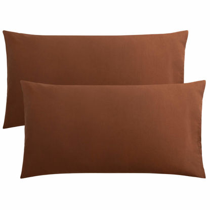 Picture of FLXXIE 2 Pack Microfiber King Pillow Cases, 1800 Super Soft Pillowcases with Envelope Closure, Wrinkle, Fade and Stain Resistant Pillow Covers, 20x36, Brown