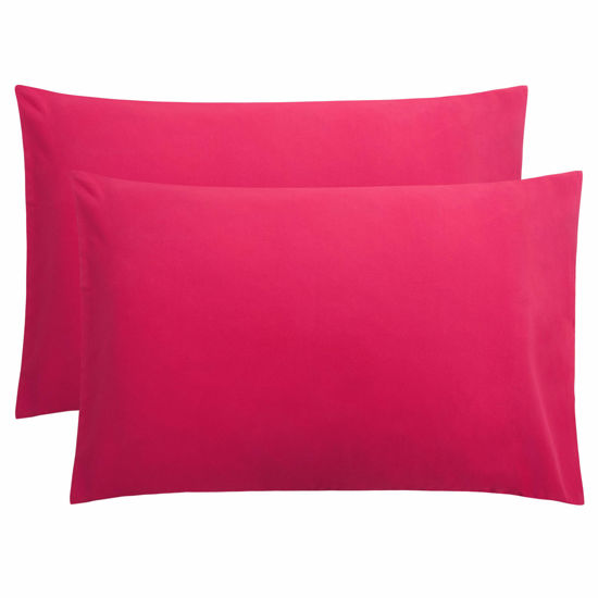 Picture of FLXXIE Microfiber Pillow Cases Queen Size Set of 2, Soft Pillowcases with Envelope Closure, Wrinkle Resistant Pillow Covers, 20x30, Magenta