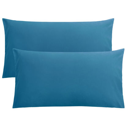 Picture of FLXXIE 2 Pack Microfiber King Pillow Cases, 1800 Super Soft Pillowcases with Envelope Closure, Wrinkle, Fade and Stain Resistant Pillow Covers, 20x36, Teal