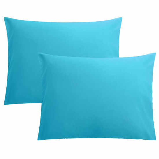 Picture of FLXXIE Microfiber Pillow Cases Standard Size, Soft Pillowcases with Envelope Closure, Wrinkle, Stain Resistant Pillow Covers, 20x26, Blue