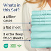Picture of Extra Deep Split King Sheet Set - 7 Piece Breathable and Cooling Sheets - Hotel Luxury Bed Sheets Set - Easy Fit - Soft, Wrinkle Free and Comfy Sheets Set - Spa Blue Sheet Set with Extra Deep Pockets