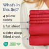 Picture of Extra Deep Cal King Sheet Set - 6 Piece Breathable & Cooling Sheets - Hotel Luxury Bed Sheets Set - Easy & Secure Fit - Soft, Wrinkle Free & Comfy Sheets Set - Red Sheet Set with Extra Deep Pockets