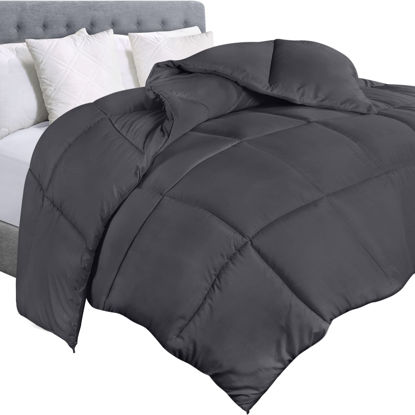 Picture of Utopia Bedding Comforter Duvet Insert, Quilted Comforter with Corner Tabs, Box Stitched Down Alternative Comforter Queen (Grey)