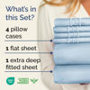Picture of Extra Deep Cal King Sheet Set - 6 Piece Breathable and Cooling Sheets - Hotel Luxury Bed Sheets Set - Easy Fit - Soft, Wrinkle Free and Comfy Sheets Set - Sky Blue Sheet Set with Extra Deep Pockets