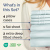 Picture of Extra Deep Split King Sheet Set - 7 Piece Breathable and Cooling Sheets - Hotel Luxury Bed Sheets Set - Easy Fit - Soft, Wrinkle Free and Comfy Sheets Set - Ice Blue Sheet Set with Extra Deep Pockets