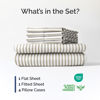 Picture of Extra Deep Cal King Sheet Set - 6 Piece Breathable & Cooling Sheets - Hotel Luxury Bed Sheets Set - Easy Fit - Soft, Wrinkle Free & Comfy Sheets Set - Beige Striped Sheet Set with Extra Deep Pockets