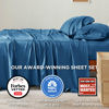 Picture of Bedsure Queen Sheets, Rayon Derived from Bamboo, Queen Cooling Sheet Set, Deep Pocket Up to 16", Breathable & Soft Bed Sheets, Hotel Luxury Silky Bedding Sheets & Pillowcases, Peacock Blue