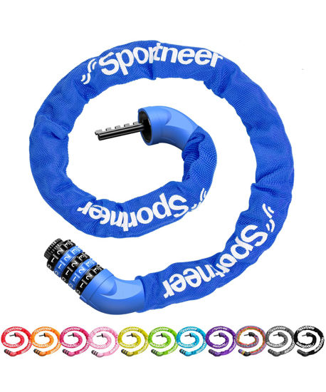 Picture of Sportneer Bike Lock: 5 Digit Combination High Security Anti Theft Bike Chain Lock - 3.2/3.6/4ft Heavy Duty Resettable Keyless Bicycle Lock for Bike, Motorcycle, Scooter, Door & Gate - 6mm Thick