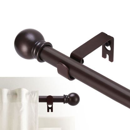 Picture of GXOACKJ Curtain Rods for windows 48 to 84-93 inch,5/8 inch Decorative Curtain Rod Set,Brown Splicing Heavy Duty Metal Curtain Rod with Brackets