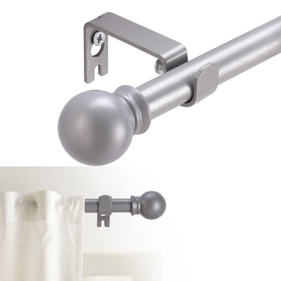 Picture of GXOACKJ Curtain Rods for windows 66 to 120 inch, 5/8 inch Decorative Curtain Rod Set, Nickel Splicing Heavy Duty Metal Curtain Rod with Brackets