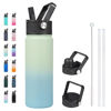 Picture of BJPKPK Insulated Water Bottles with Straw Lid, 22oz Cold & Hot Thermos, Stainless Steel Metal Water Bottle with 3 Lids, Reusable Thermos, Cups, Mugs for Daily Use-Mint