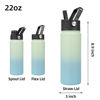 Picture of BJPKPK Insulated Water Bottles with Straw Lid, 22oz Cold & Hot Thermos, Stainless Steel Metal Water Bottle with 3 Lids, Reusable Thermos, Cups, Mugs for Daily Use-Mint