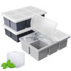 Picture of Large Ice Cube Tray for Whiskey: FDDBI Big Square Ice Cube Maker for Cocktail - 3Pack Silicone Old Fashioned Ice Cube Trays - 2inch Huge Cubed Ice Trays for Whisky