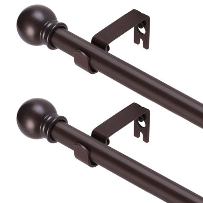 Picture of GXOACKJ 2 Pack Brown Curtain Rods for windows 28 to 78 inch,5/8 inch Decorative Curtain Rod Set, Splicing Heavy Duty Metal Curtain Rod with Brackets