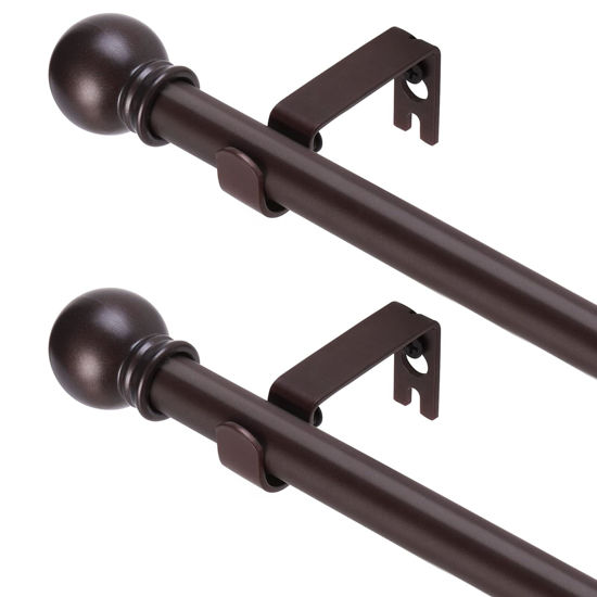 Picture of GXOACKJ 2 Pack Brown Curtain Rods for windows 66 to 120 inch,5/8 inch Decorative Curtain Rod Set,Splicing Heavy Duty Metal Curtain Rod with Brackets