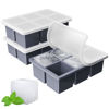 Picture of Large Ice Cube Tray for Whiskey: FDDBI Big Square Ice Cube Maker for Cocktail - 3Pack Silicone Old Fashioned Ice Cube Trays - 2inch Huge Cubed Ice Trays for Whisky