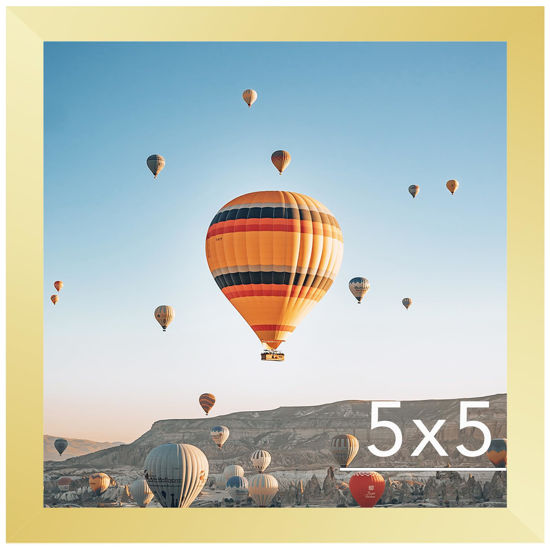 Picture of JCJMY 5x5 Picture Frame Gold for Wall Hanging or Tabletop, Wall Mounting Horizontally or Vertically, 5 x 5 Square Wall Gallery Poster Photo Frame with Shatter Resistant Plexiglass, Gold