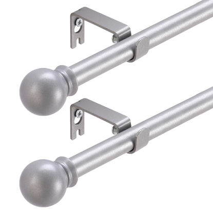Picture of GXOACKJ 2 Pack Silver Curtain Rods for windows 66 to 120 inch,5/8 inch Decorative Curtain Rod Set,Splicing Heavy Duty Metal Curtain Rod with Brackets
