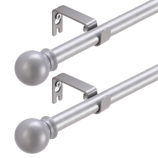 Picture of GXOACKJ 2 Pack Silver Curtain Rods for windows 66 to 120 inch,5/8 inch Decorative Curtain Rod Set,Splicing Heavy Duty Metal Curtain Rod with Brackets