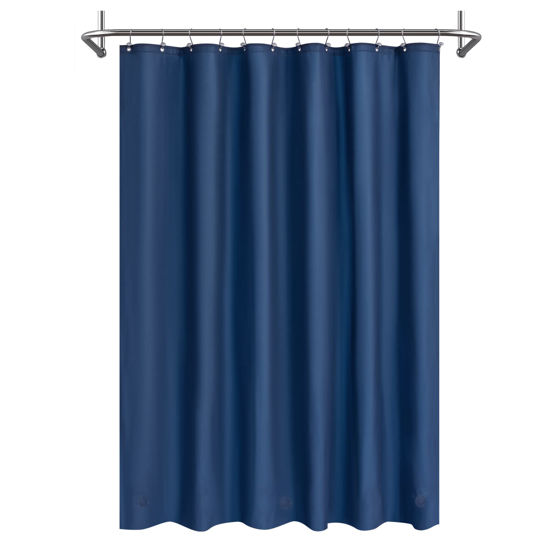 Picture of Mrs Awesome Navy Shower Curtain Liner with 3 Magnets, 72x72 Premium Flexible Sturdy Plastic Shower Curtain for Bathroom Lightweight & Waterproof, Navy Blue
